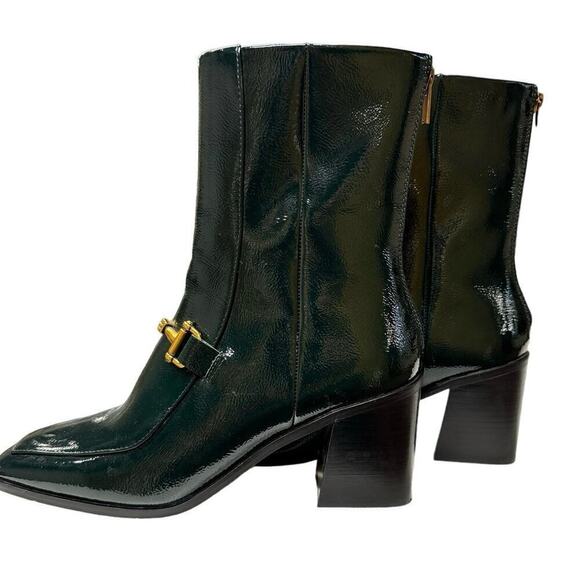 ZAC Zac Posen Black Heeled Boots with Gold Detail - Picture 4 of 14